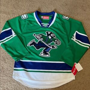 CCM Abbotsford Green and Blue Hockey Jersey